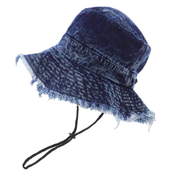 ETEREAUTY Unisex Denim Fishing Hat with Wide Brim, Sun , Frayed Edge Design for Outdoor Hiking, Travel and Casual Wear