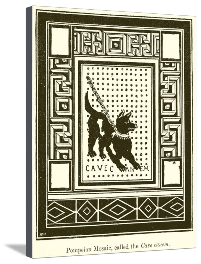 Pompeian Mosaic Called The Cave Canem Stretched Canvas Print Wall