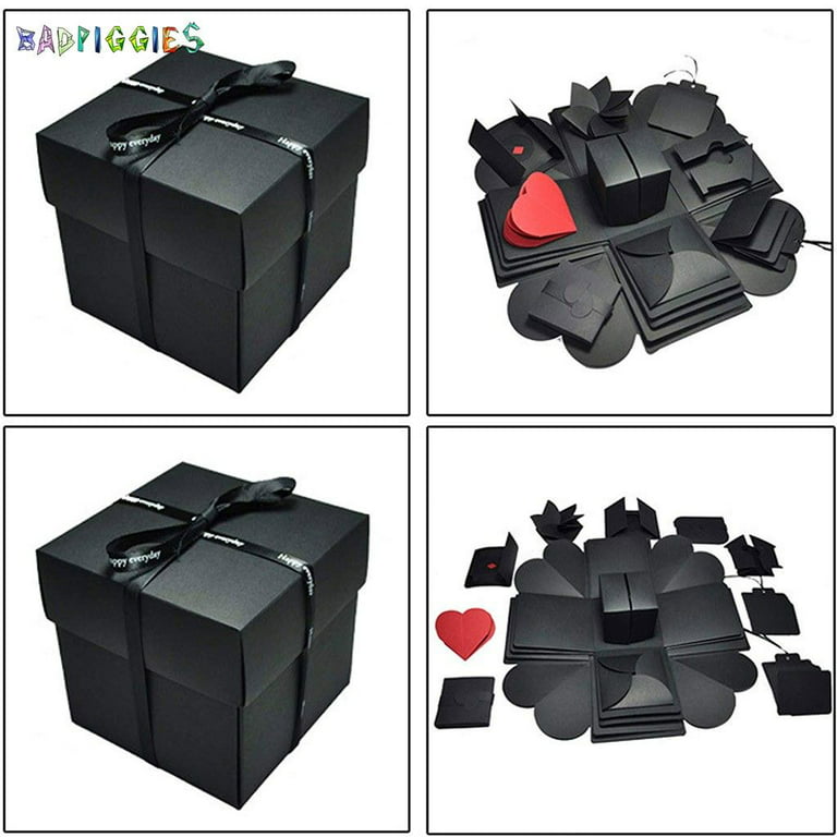 Wanateber Explosion Box DIY Gift - Love Memory Scrapbook Photo Box for  Birthday Gift Anniversary Wedding or Valentine's Day Surprise Box (Black)