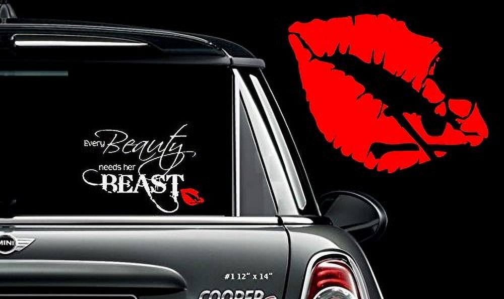 Beauty and the Beast and the Red Rose car truck SUV decal sticker 8" Red/White 