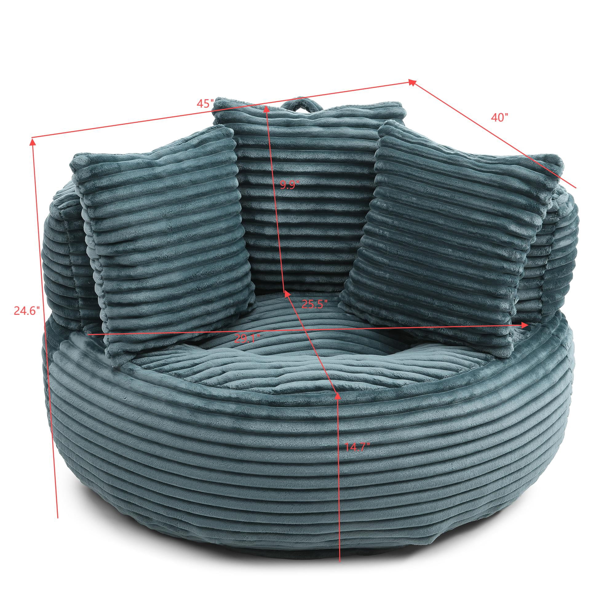 Miniyam 45"x40"x24" Large Bean Bag Couch, High-Density Support Foam, Ergonomic Design (Turquoise)