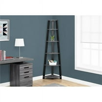 71" Chic Grey and Black 5 Shelf Corner Bookcase
