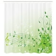 thumbnail image 3 of Ambesonne Music Shower Curtain, Curlicue Leaves Treble Chef, 69"Wx70"L, White Green Pastel Green, 3 of 5