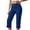 Blue, variant on Womens Capri Pants High Waisted Sleek High Cargo Style For Casual Everyday Fit Stretchy Flex Flat Front Summer Pants