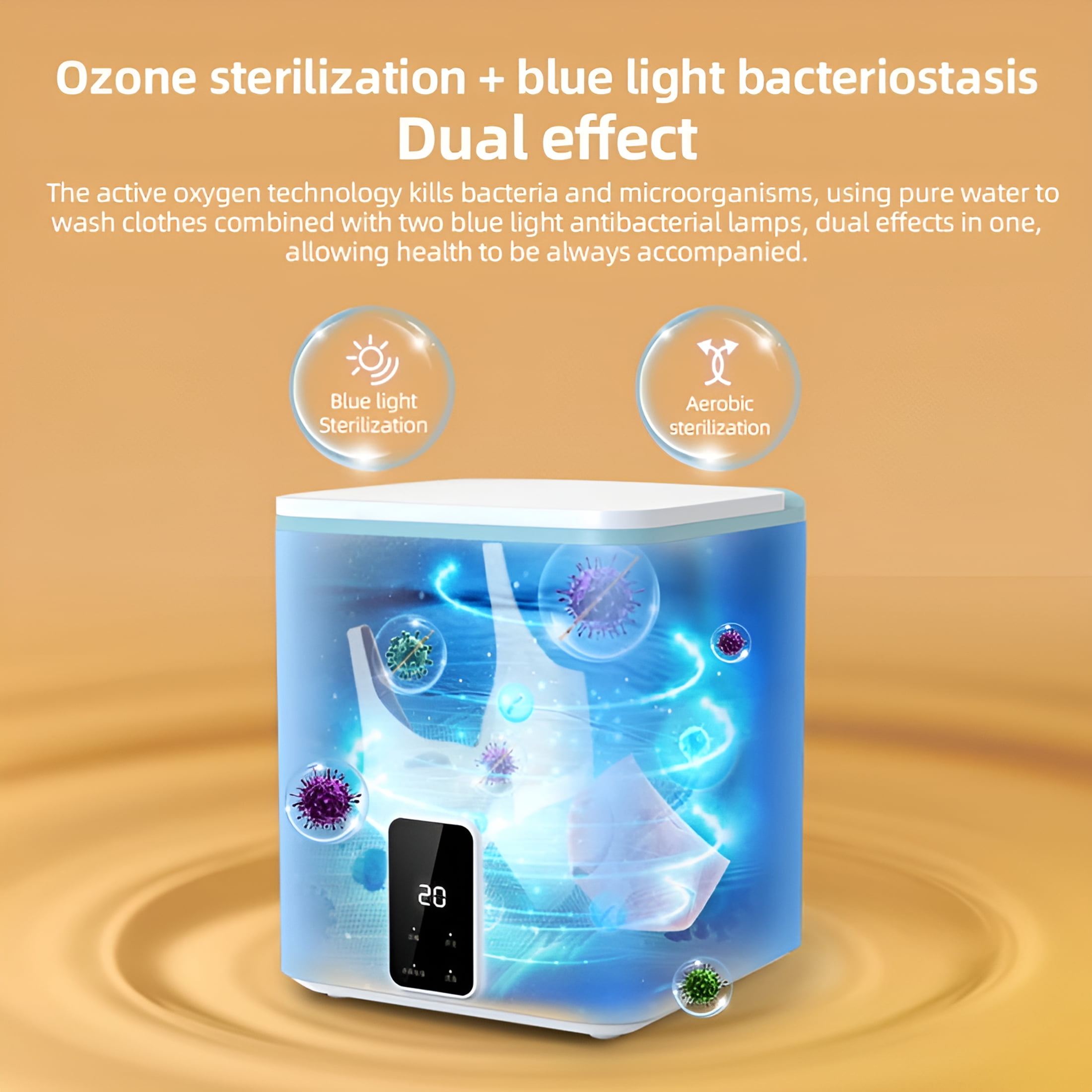 CURYMAY 2026 New Home Decor Small Portable Washing Machine with Blue Light 3.8L Mini Washer Machine 3 Modes Deep Cleaning of Underwear Baby Clothes Or Small Items