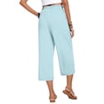 thumbnail image 4 of Women'S Cropped Pants Drawstring Casual with Pockets Loose High Waisted Wide Leg Lounge Pants Light Blue M, 4 of 6