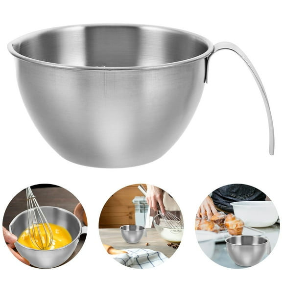 Pretyzoom Stainless Steel Mixing Bowl With Handles Silver 1Pcs For Baking And Cooking
