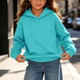 thumbnail image 6 of Afuyipoi Kids Solid Color Long Sleeve Hooded Sweatshirt With Pocket 100% Cotton Size 2-14 Years Sky Blue Size 13, 6 of 8