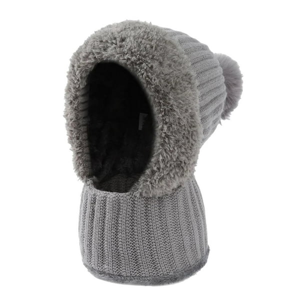 Gorro de invierno para mujer, gorro de esquí, cómodo calentador de cuello, protección para las orejas. Gris