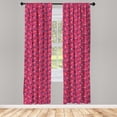 thumbnail image 2 of Ambesonne Paisley 4-Panel Curtains, Floral Folk Art on Stripes, 56"x95", Hot Pink Vermilion, 2 of 4