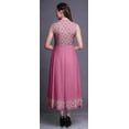 thumbnail image 4 of Bimba Light Pink Damask Anarkali Dress Mandarin Collar Sleeveless Kurtis for Women Print Maxi Dress Medium, 4 of 6
