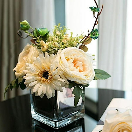 Balsacircle Clear 1 Piece 4 Tall Glass Cube Centerpiece Vase