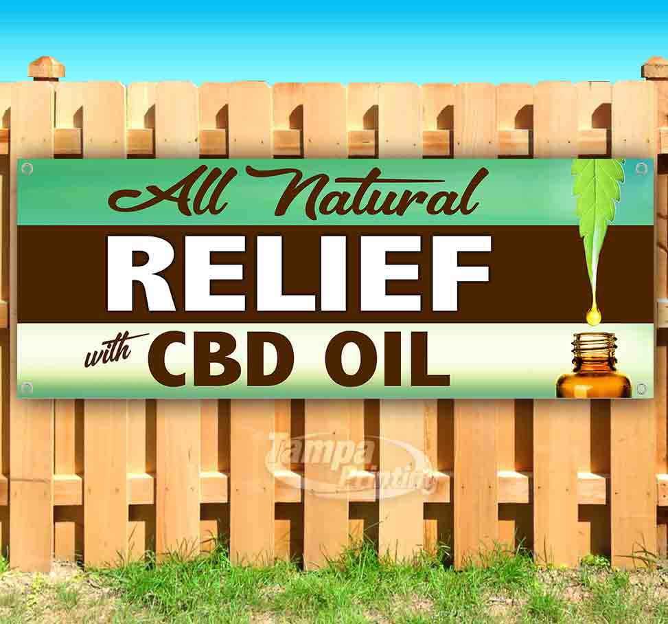 CBD ALL NATURAL RELIEF Advertising Vinyl Banner Flag Sign Many Sizes