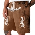 thumbnail image 4 of IWRICH Men's Graphic Printed Retro Shorts Elastic Waist Drawstring Short Pants Casual Fashion Plus Size Pants with Pockets Brown S, 4 of 4