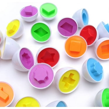 Matching Eggs - Toddler Toys - Color Shapes Matching Egg Set - Educational Color, Shapes & Sorting Recognition Skills Study Toys - Sorting Puzzle for Kid Baby Toddler Boy Girl Easter Gift (6 Eggs)