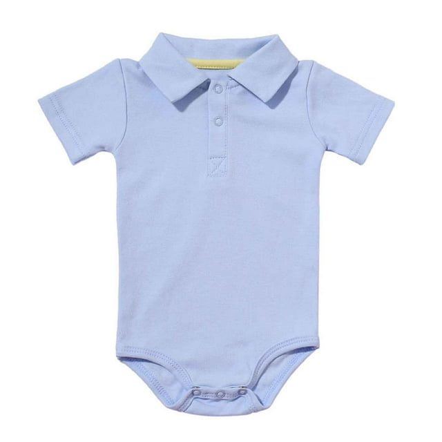 MIASHUI Justaucorps Bébé Manches Courtes Col Polo Tenue de Gentleman, Bleu Ciel, 18-24 Mois