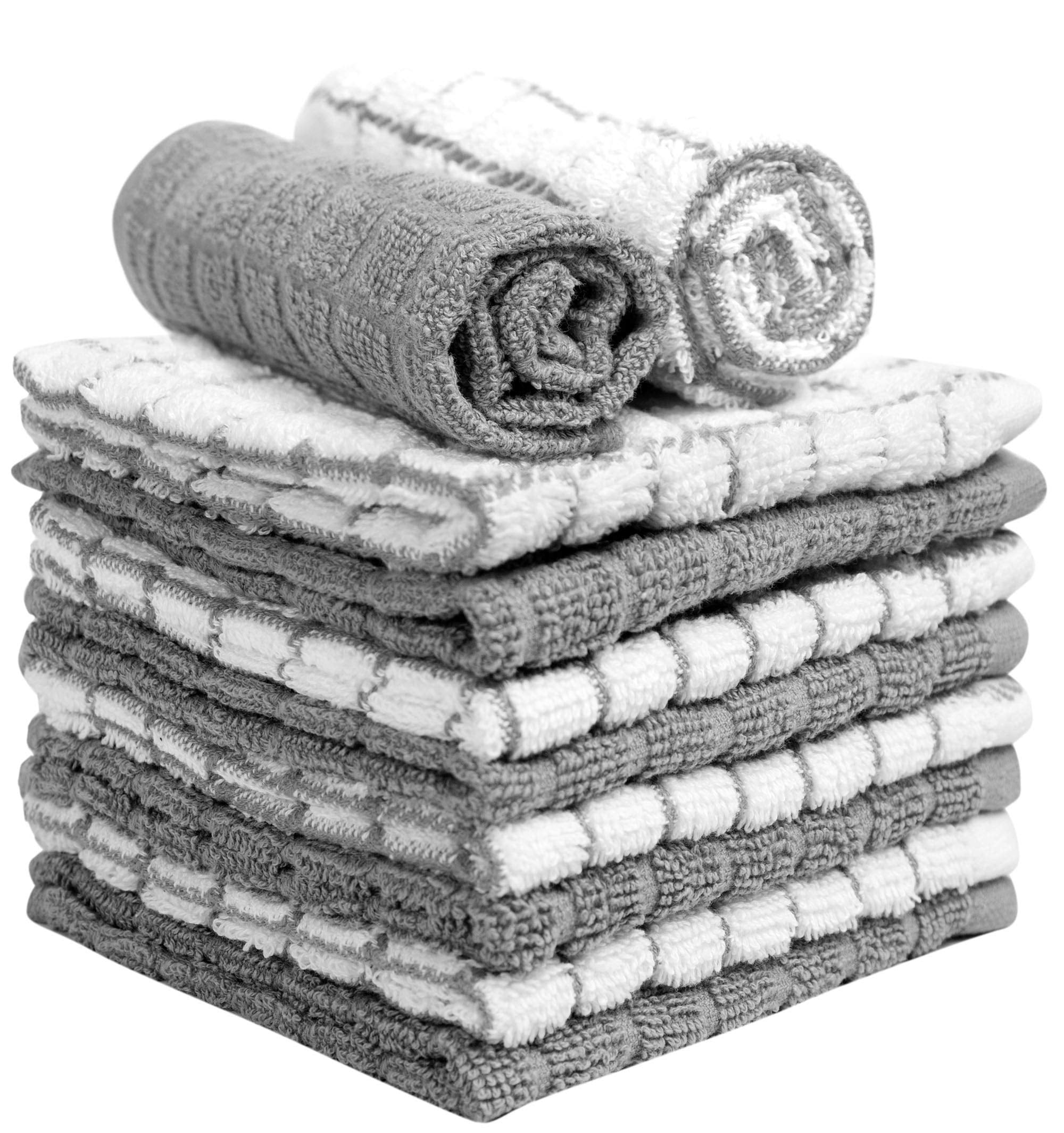 Dish Cloths 8 Pack 12x12 Inch 100% Cotton Kitchen Towels 405 GSM Soft Highly Absorbent Durable Cleaning Towels for Kitchen Aqua