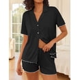 thumbnail image 5 of Ekouaer Womens Pajama Sets Button Up Bride Pj Shorts Set 2 Piece Soft Sleepwear Short Sleeve Lounge Sets, 5 of 6