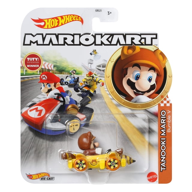 Die Cast Mario Kart Tanooki Mario Bumble V Hot Wheels