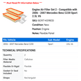 thumbnail image 2 of Engine Air Filter Set 2 - Compatible with 2006 - 2007 Mercedes-Benz C230 Sport 2.5L V6, 2 of 2
