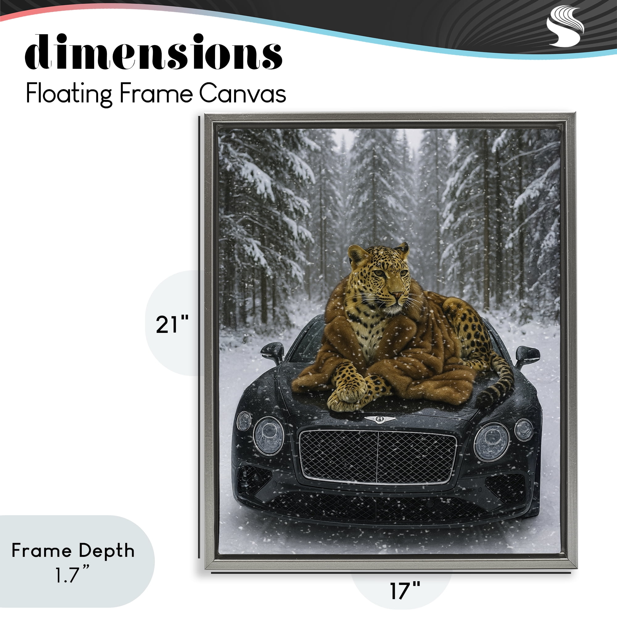 Stupell Industries Luxurious Leopard Winter Woods Gray Framed Floater Canvas Wall Art, design by Grotto Studios
