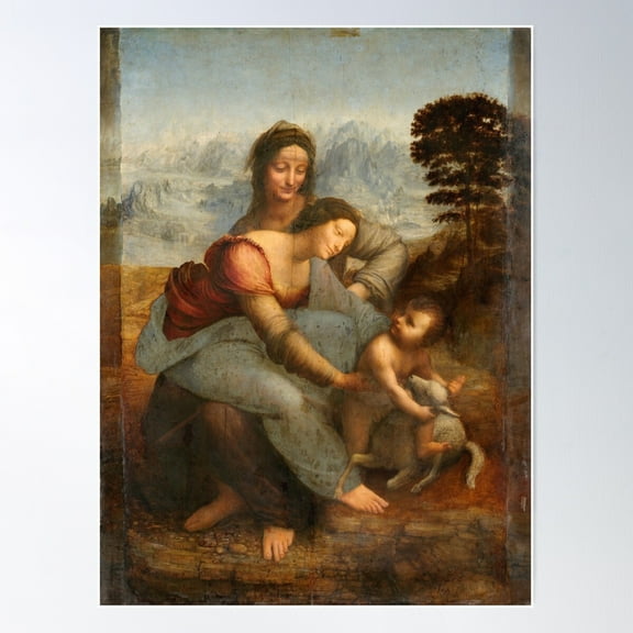 Leonardo Da Vinci - The Virgin And Child With Saint Anne Poster Wall Art, Modern Wall Decor For Living Room Bedroom, 24x36 UNFRAMED