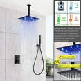 thumbnail image 3 of 12 Inches Ceiling Mount Shower Faucets Sets Complete Shower System LED Rainfall Shower Head System Rough-in Valve Body and Trim Included Matte Black, 3 of 14