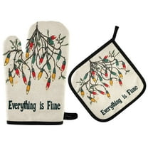 Yayeee Oven Mitts and Pot Holder Set of 2 Heat Resistant Kitchen Gloves Baking Hot Pad, Christmas Light