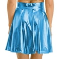 thumbnail image 6 of ZDHoor Women's High Waist Metallic Skirt Shiny Holographic Y2k Party Flared Pleated Skater Skirts Blue A XL, 6 of 6