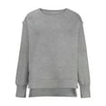 thumbnail image 7 of FAIWAD Womens Long Sleeve Round Neck Sweatshirt Loose Plus Size Basic Solid Color Side Split Pullover Tops, 7 of 7