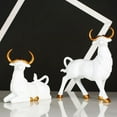 thumbnail image 1 of 2x Estatua de creativa Estatuilla de toro Escultura Arte moderno Lucky Feng Shui Resina Estantería animal, Decoración para hogar, Soporte Blanco BLESIY Estatua de vaca, 1 of 8