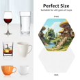 thumbnail image 6 of Yiaed Cartoon Mushroom House Print Leather Coasters for Drinks - Cup Coasters Coffee Table Kitchen Table Bar, Home & Office Gifts Handmade Drink Coasters-Hexagon, 6 of 6