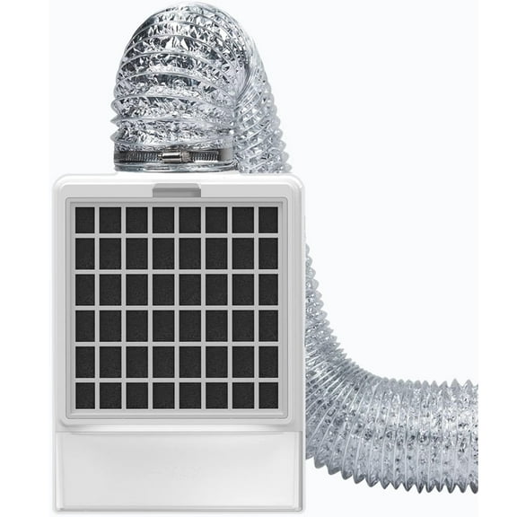 TUOOWO 3 in 1 Indoor Dryer Vent Kit - Dryer Vent Screen Filter Bucket Box for Electric Dryer Inside Use, with 4in by 5ft Silver Hose Duct & 4 Pieces Filters