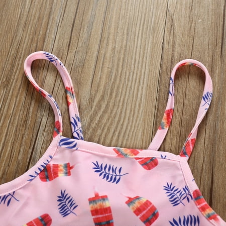 

dmqupv 3 Piece Bathing Suit Toddler Kids Baby Girls Print Bowknot Swimwear Swimsuit Bikini Summer Girl Bathing Suits Size 12 Pink 2-3 Years