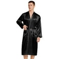thumbnail image 6 of XBASW Men’s Satin Robe Lightweight Men's Silk Kimono Bathrobe Plus Size Long Sleeve Pajamas Loungewear S -XXL, 6 of 10
