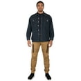 thumbnail image 4 of Vibes Mens Long Sleeve Denim Shirt CPO Jackets Dark Blast Washed Flap Pockets, 4 of 5