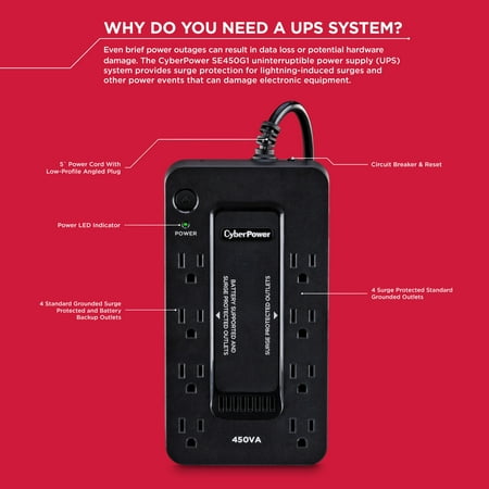 CyberPower - 450VA Battery Back-Up System - Black