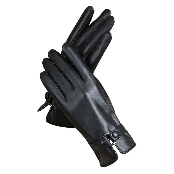 GDREDA Women Winter Fashion Bowknot PU Leather Mittens Warm Thermal Soft Gloves for Cold Weather C,One Size