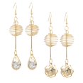 thumbnail image 3 of Moda encanto mujer chapado en oro bola redonda colgante largo pendientes joyería Pendientes de flores Yuyangstore Pendientes largos colgantes, 3 of 8