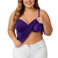 thumbnail image 4 of Alun Womens V-Neck Sleeveless Camisole with Built in Bra Summer Casual Spaghetti Strap Basic Tank Tops Plus Size Pure Color Seamless Cozyt Stretch Tight Cami 2-Dark Purple XL, 4 of 8