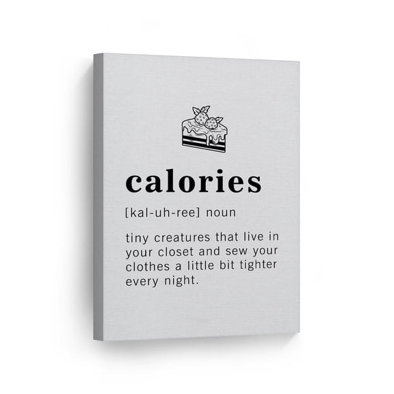 Smile Art Design Funny Noun Dictionary Definition of Calories Canvas Print Inspirational Quote Sign Office Living Room Bedroom Bathroom Wall Decor Wall Art Home Decor Made in USA 40x30