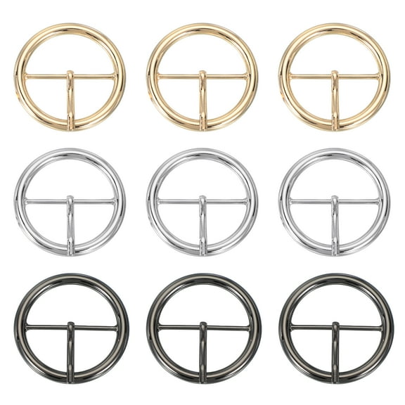 Single Prong Belt Buckle Metal Roller Buckle Round Center Bar Buckles for Belt Purse Making Leather Hardware Black/Silver/Light Gold 1.4"