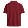thumbnail image 6 of FINALGANG Mens Solid Color Polo Neck Short Sleeve Waffle Knit Lace Up TShirt For Casual Daily Wear Bohemian Style Outings Themed Party Activities Red S, 6 of 8