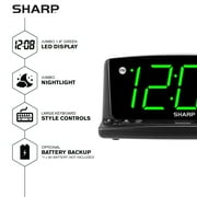 Sharp Alarm Clock with Night Light - Easy to See Large Numbers, Loud Beep Alarm, Green LED Display