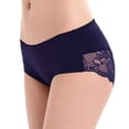 thumbnail image 2 of LIQQY Women's 4 Pack Cotton Mid Rise Full Coverage Lace Hipster Brief Panty Underwear (M, Navy Blue), 2 of 5
