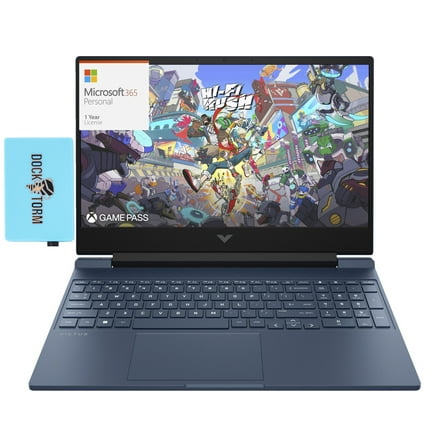 HP Victus Laptop 15.6in Full HD (1920x1080) (Intel i5-12450H, 8GB RAM, 1TB PCIe SSD, Backlit KB, Wifi, Bluetooth, Webcam, Win 11 Home) with Microsoft 365 Personal , Dockztorm Hub