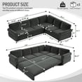 thumbnail image 3 of LLappuil Sectional Sofa Couch, Oversized Chenille Sofa with Pull Out Sofa Bed for Living Room Dark Gray, 3 of 9