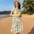 thumbnail image 4 of Easygdp Peanuts 8 para Vestido Transpirable de Mujer, Vestido Suelto de Manga Corta con Pliegues y Bolsillos para el Verano, 4 of 6