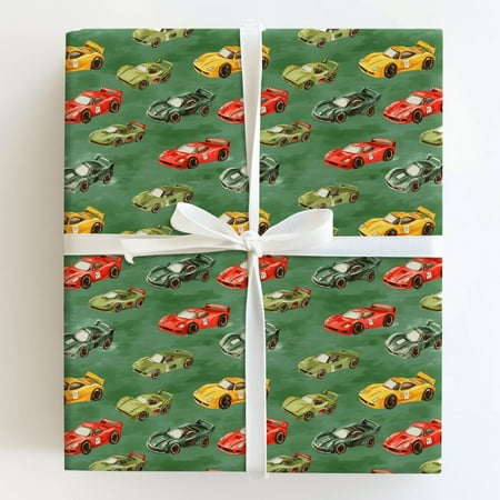 Number 11 Colorful Race Cars Gift Wrapping Paper