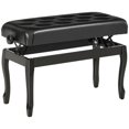 thumbnail image 1 of CoSoTower Adjustable Height Piano Bench Stool, PU Leather Button Tufted Padded Keyboard Seat with Rubber Wood Legs, Black, 1 of 7